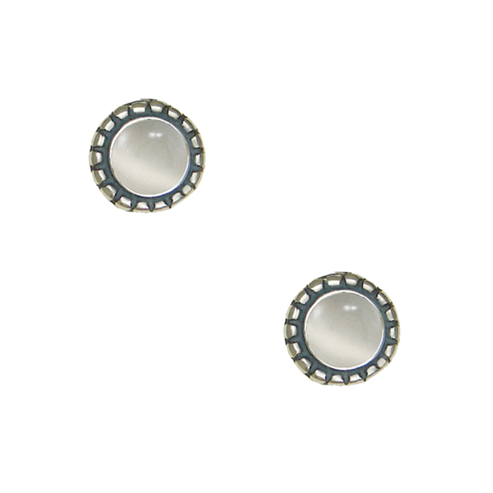 Sterling Silver Little White Moonstone Post Stud Earrings